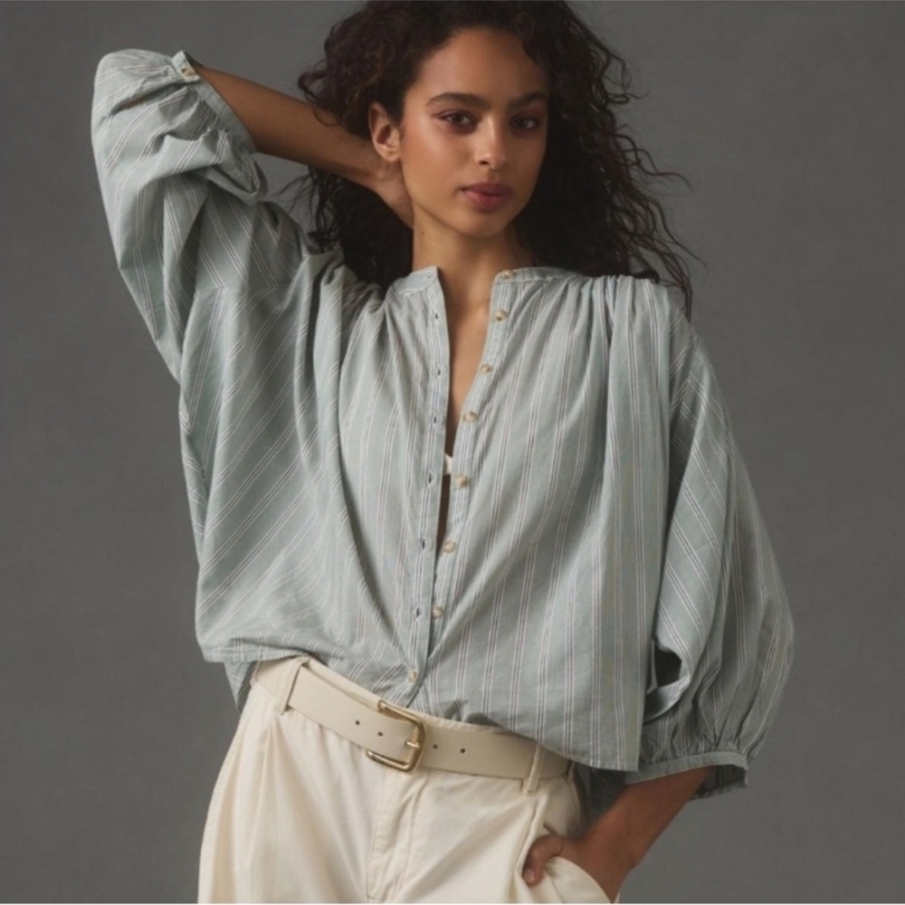Pilcro Sage Striped Blouse